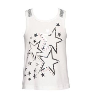 Girls White Star Print Tank Top